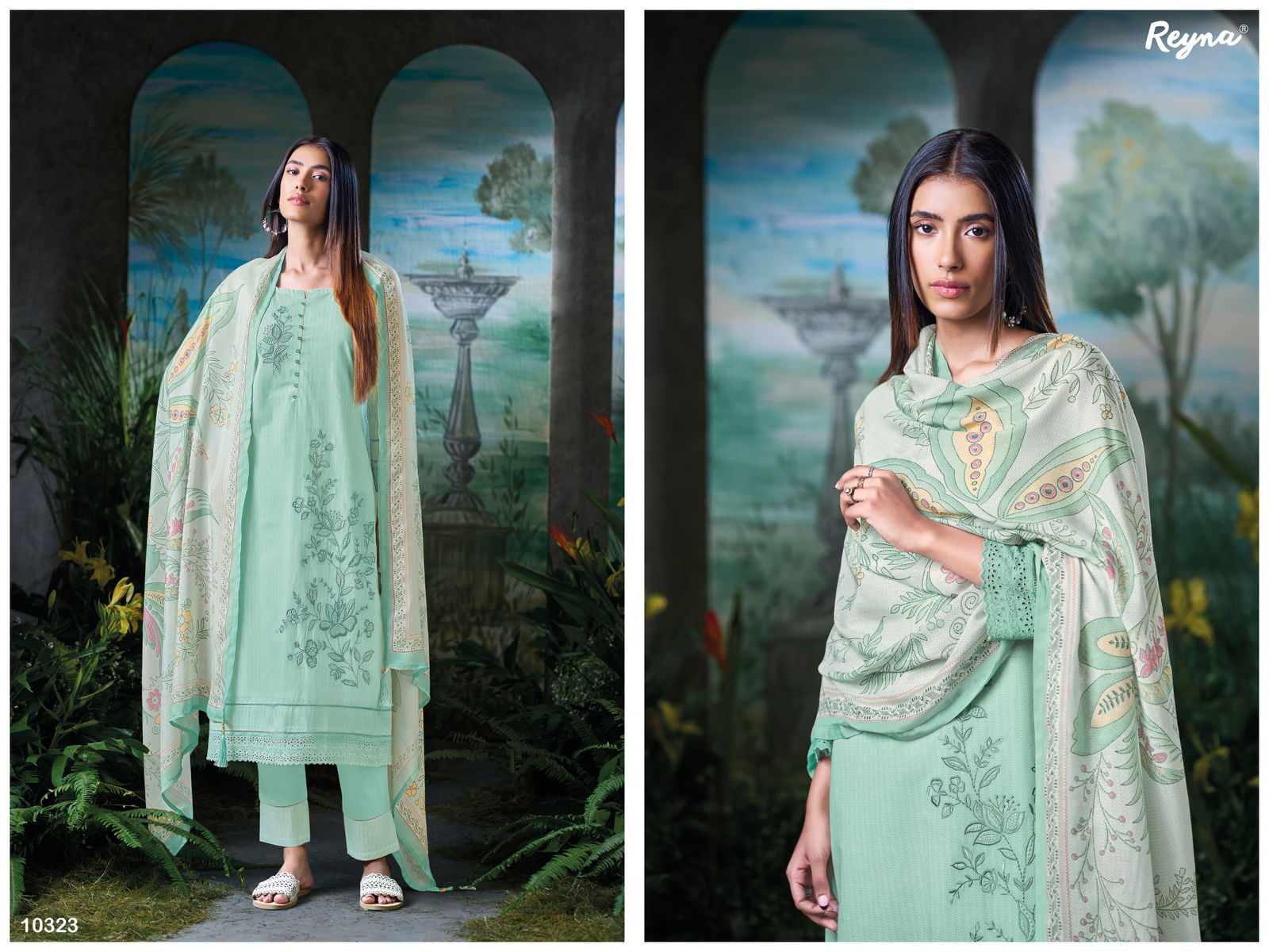 Aura By Reyna Cotton Printed Embroidery Dress Material Orders In India